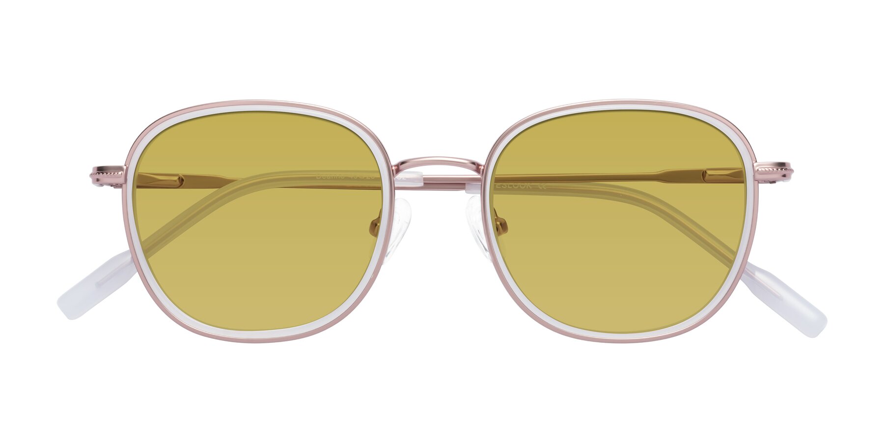 Folded Front of Deanne in Rose Gold-Translucent White with Champagne Tinted Lenses