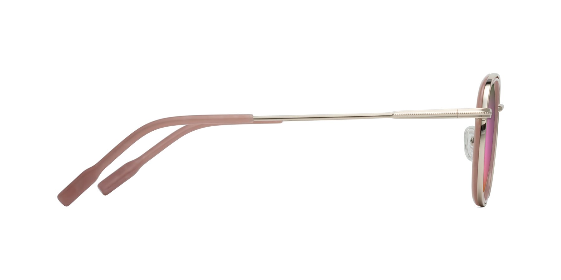 Side of Deanne in Pale Gold-Plum with Pink Mirrored Lenses
