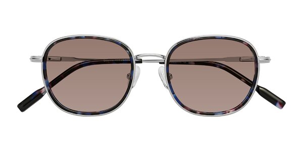Front of Deanne in Blue Tortoise / Silver