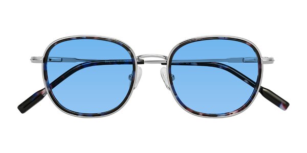 Front of Deanne in Blue Tortoise/Silver
