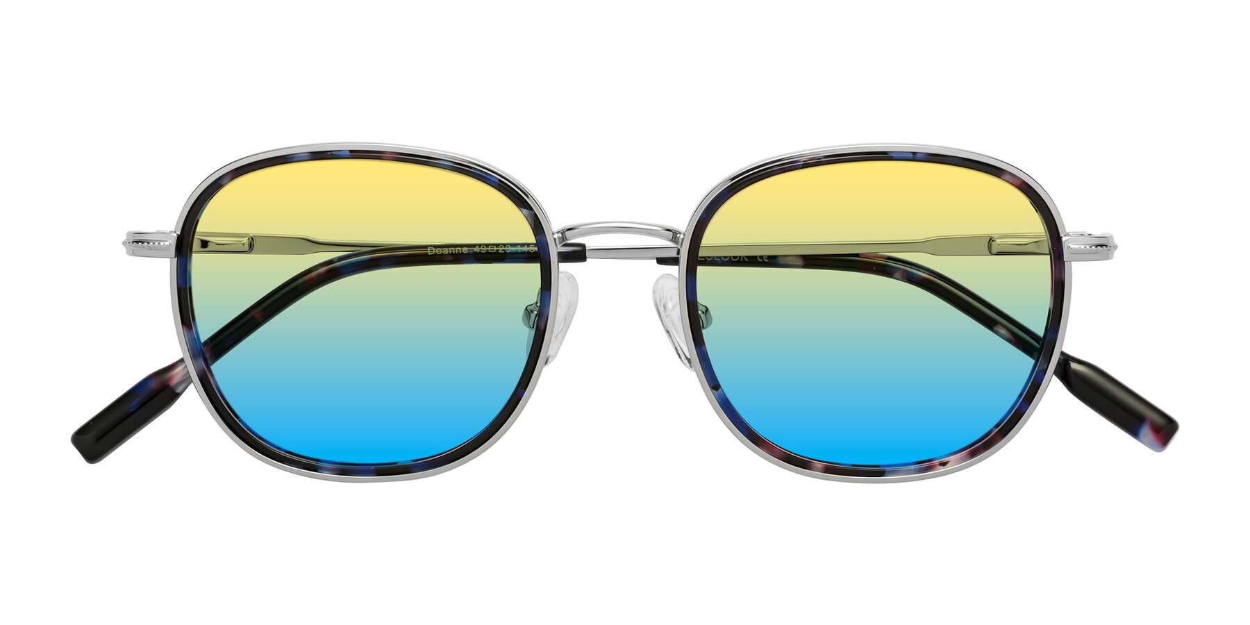 Folded Front of Deanne in Blue Tortoise-Silver with Yellow / Blue Gradient Lenses