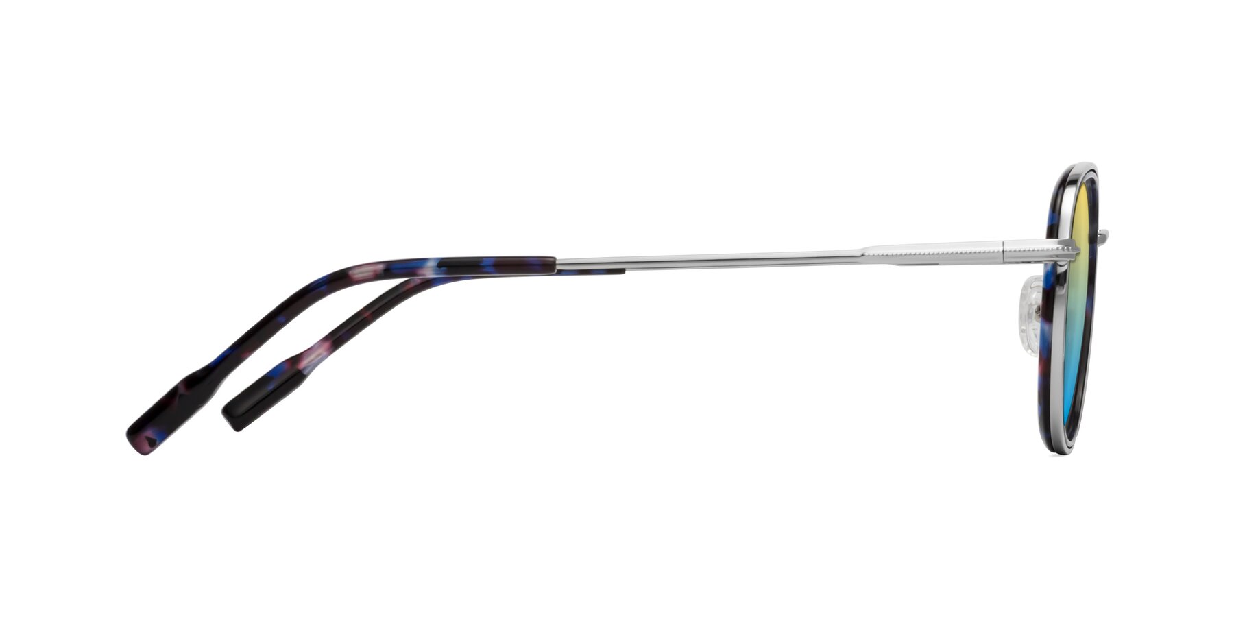 Side of Deanne in Blue Tortoise-Silver with Yellow / Blue Gradient Lenses
