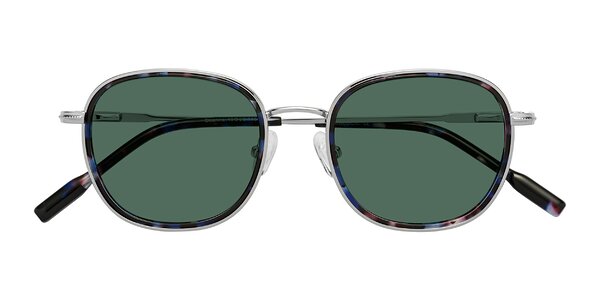 Front of Deanne in Blue Tortoise/Silver