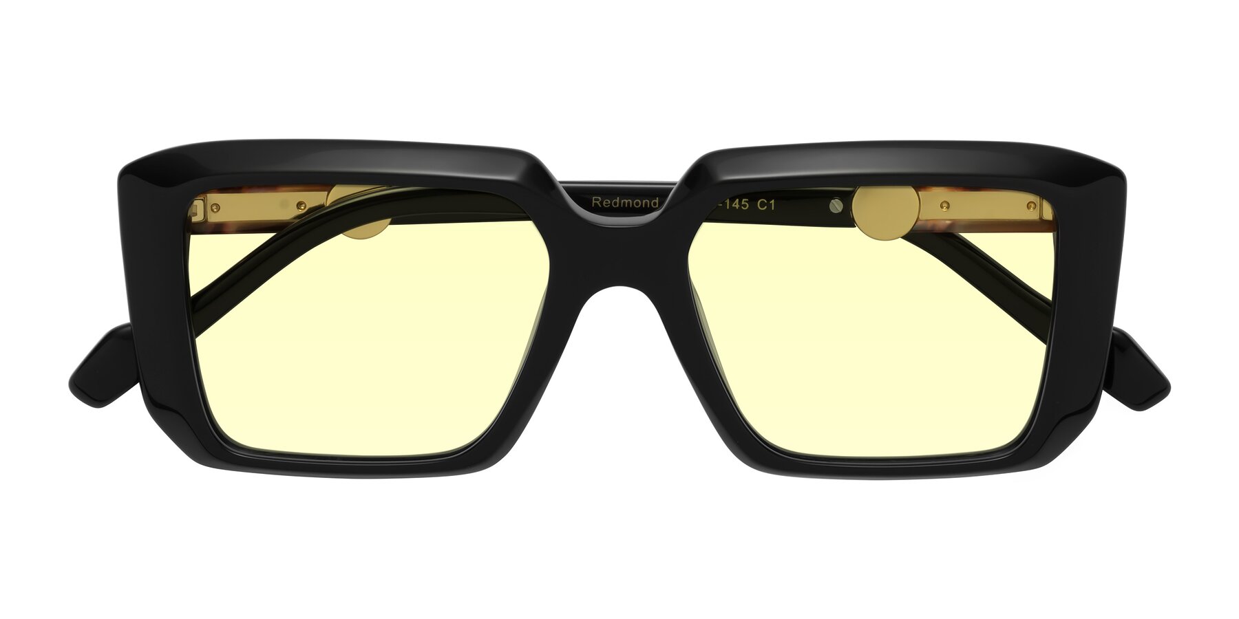 Folded Front of Redmond in Black with Light Yellow Tinted Lenses