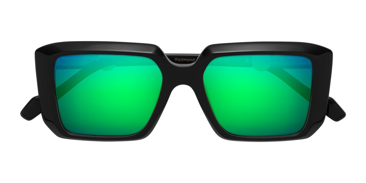 Redmond - Black Flash Mirrored Sunglasses