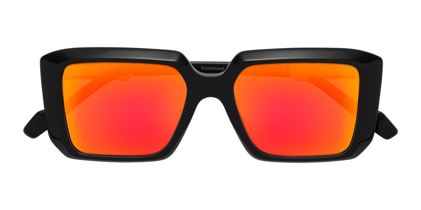 Redmond - Black Flash Mirrored Sunglasses