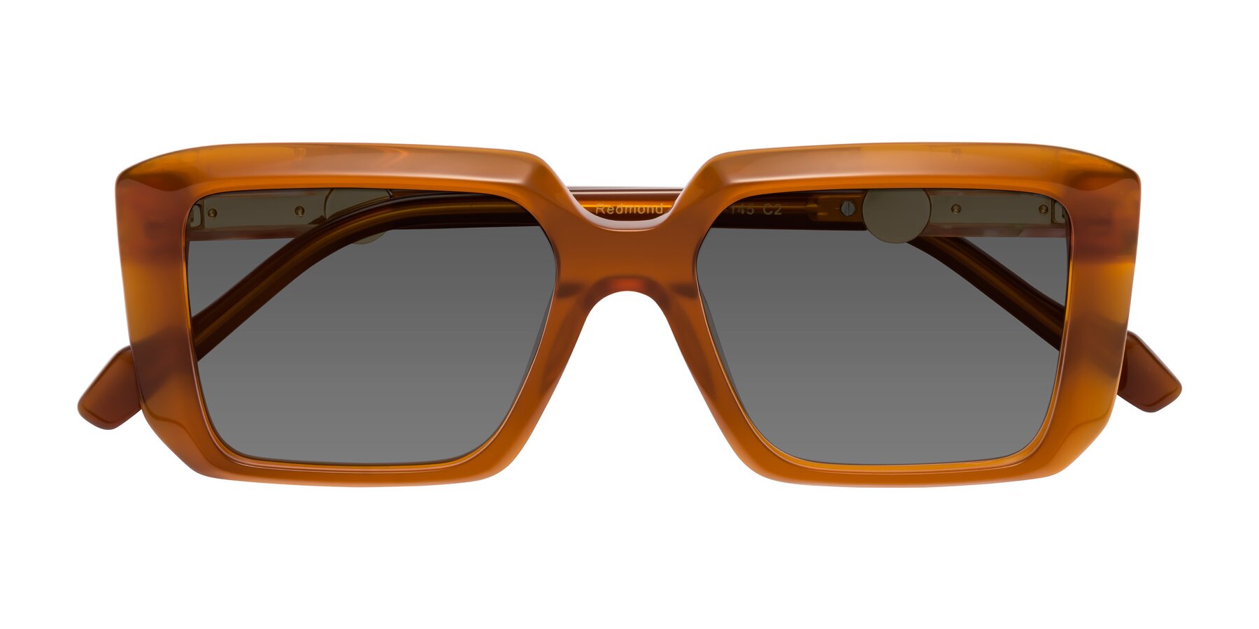 Folded Front of Redmond in Caramel with Medium Gray Tinted Lenses