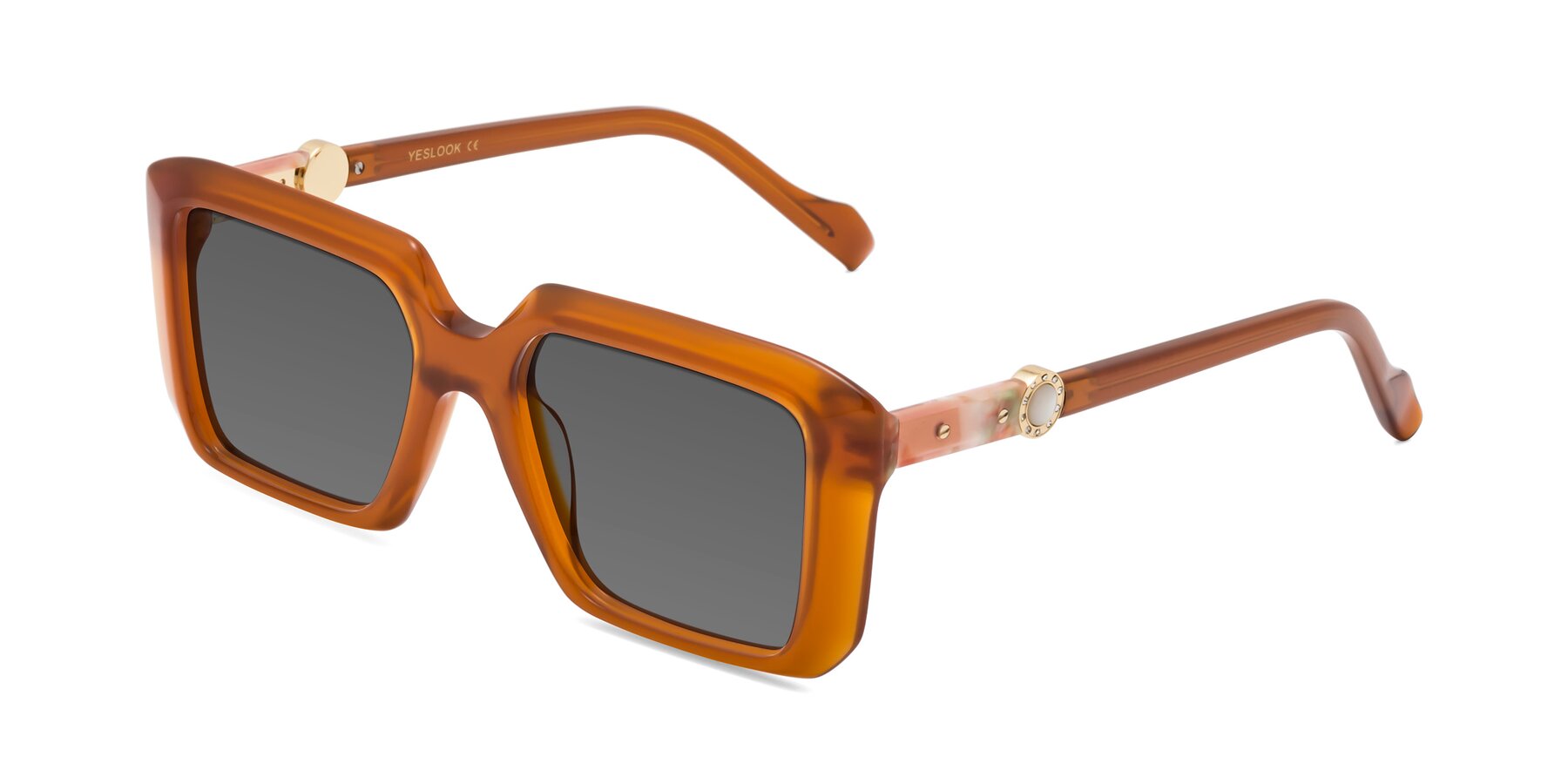 Angle of Redmond in Caramel with Medium Gray Tinted Lenses