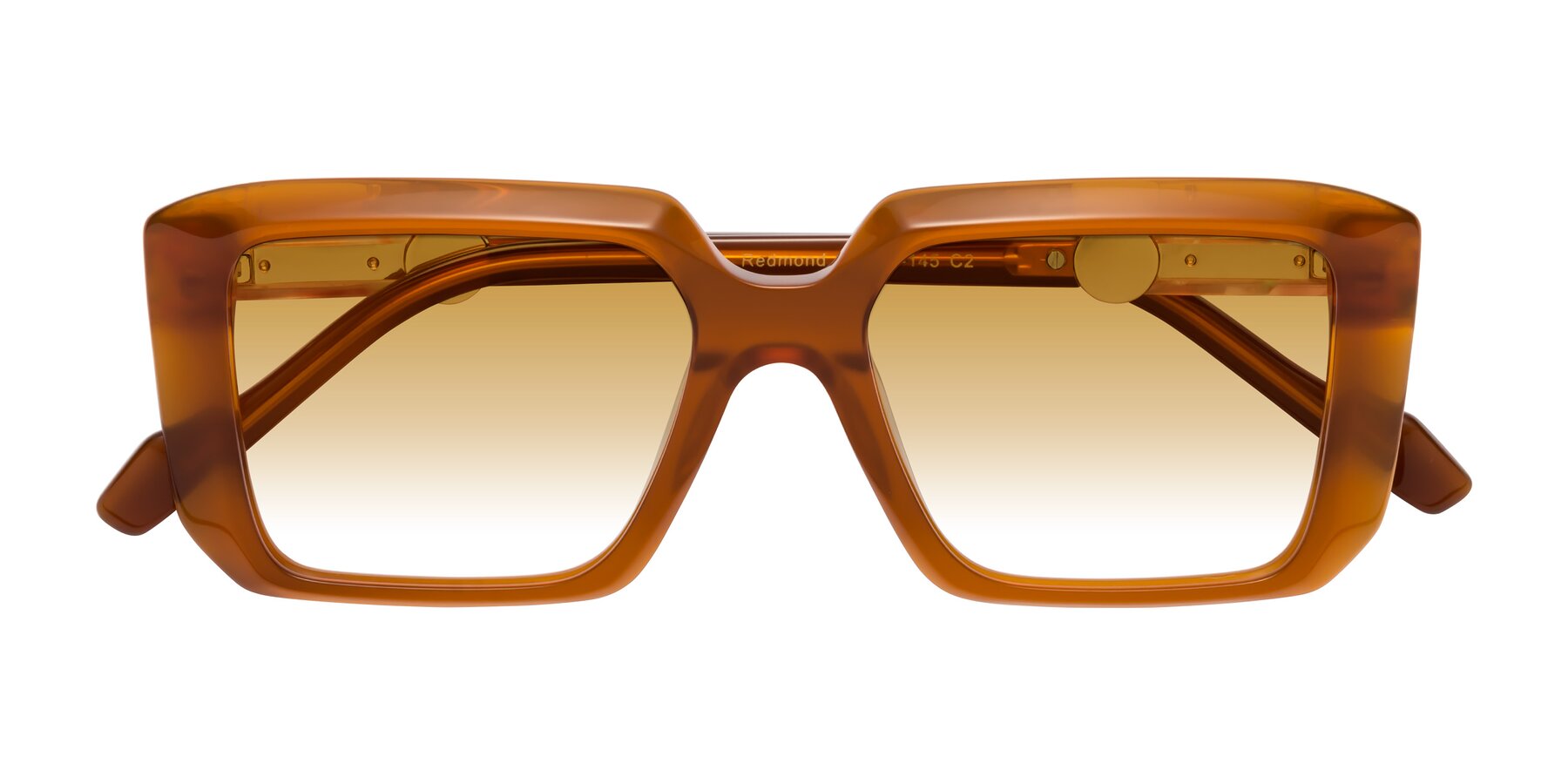 Folded Front of Redmond in Caramel with Champagne Gradient Lenses