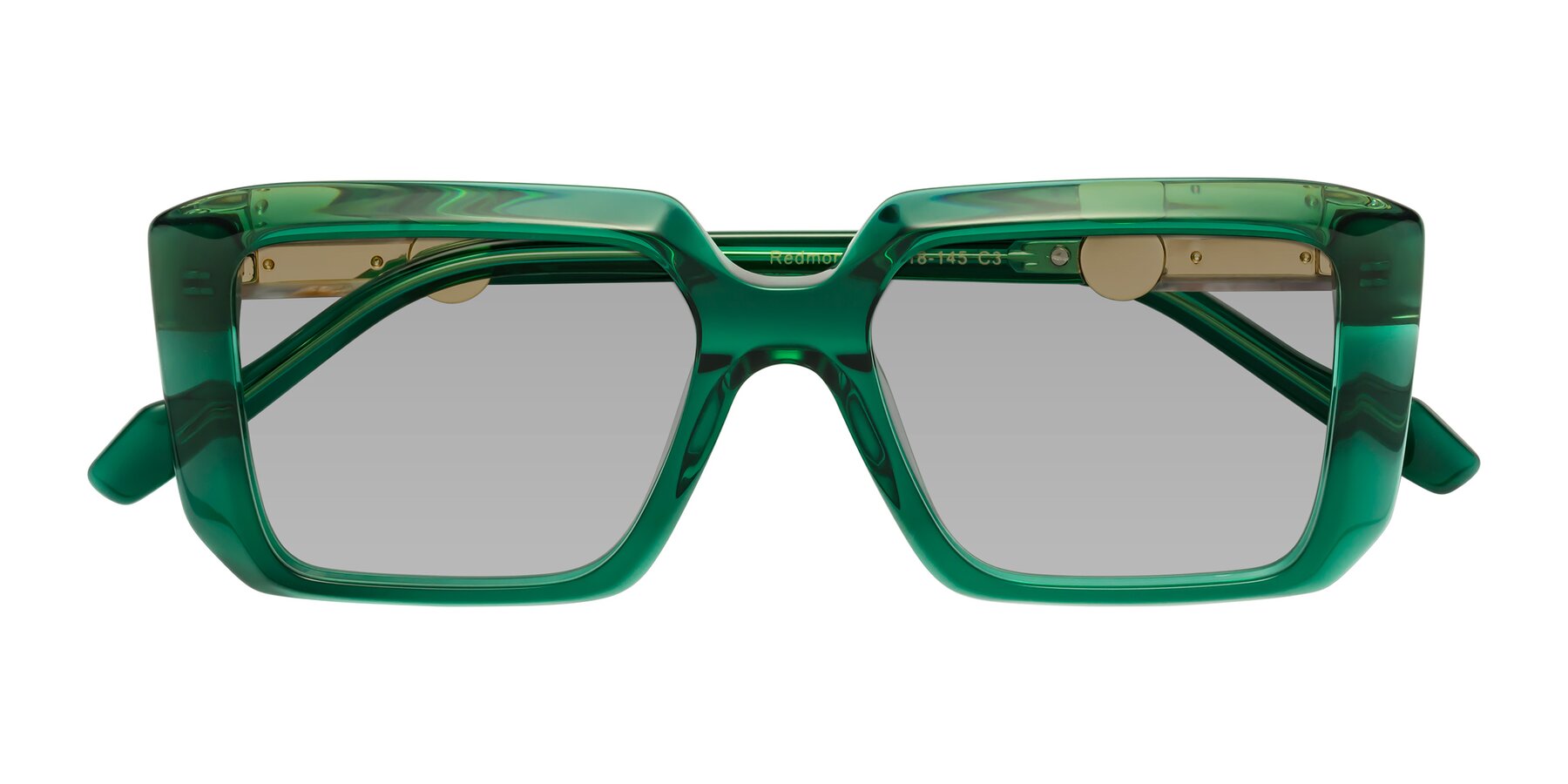 Folded Front of Redmond in Emerald Green with Light Gray Tinted Lenses