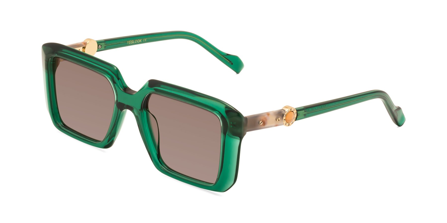 Angle of Redmond in Emerald Green with Medium Brown Tinted Lenses