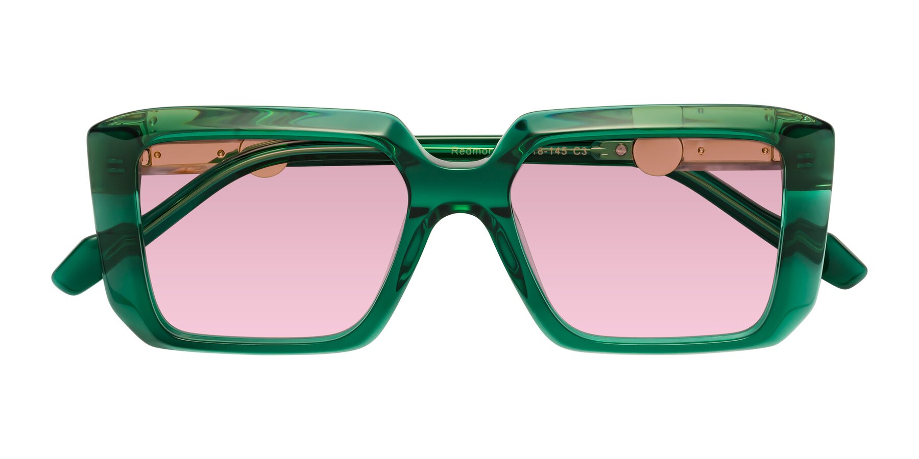 Folded Front of Redmond in Emerald Green with Light Wine Tinted Lenses