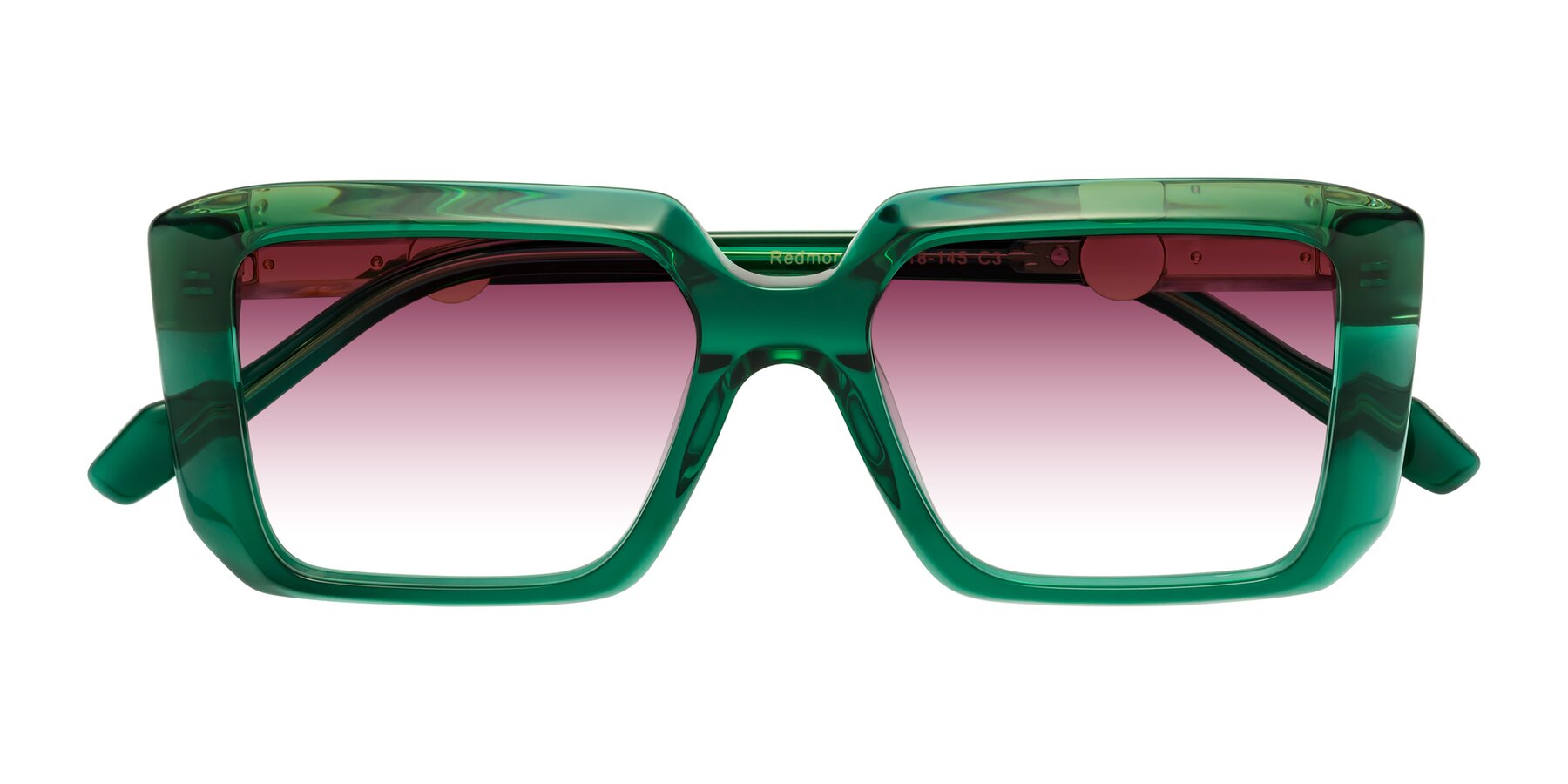 Folded Front of Redmond in Emerald Green with Wine Gradient Lenses