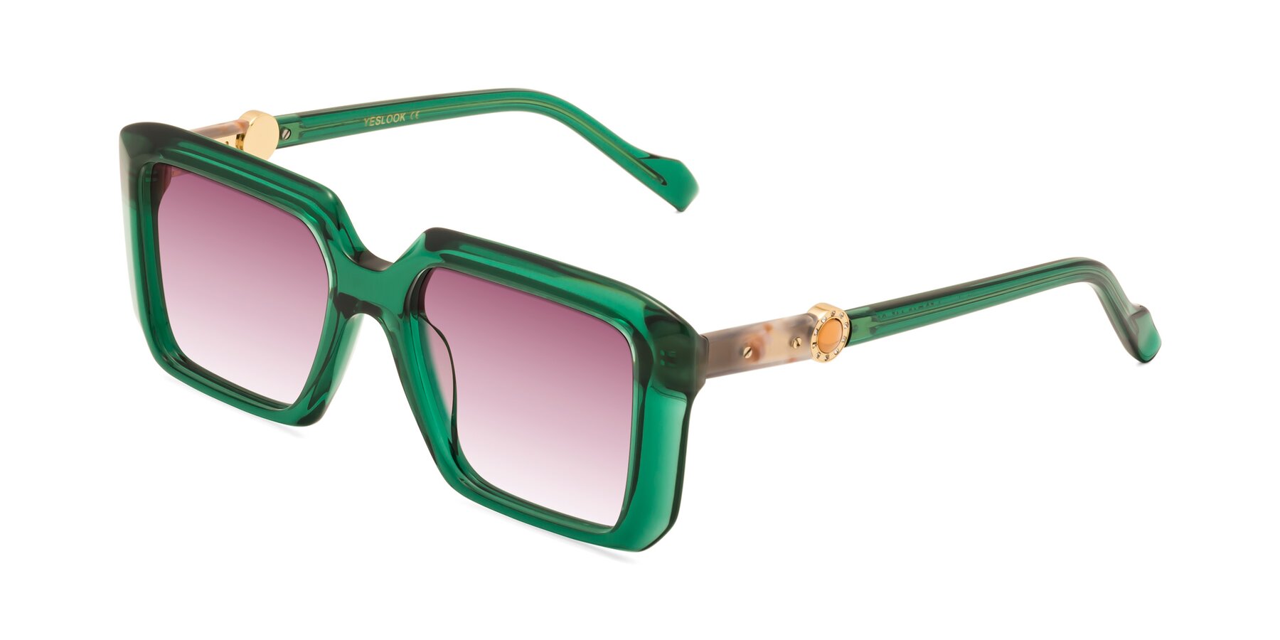 Angle of Redmond in Emerald Green with Wine Gradient Lenses