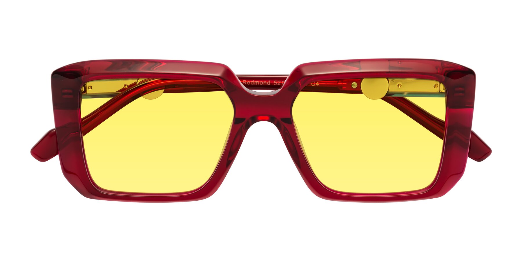 Folded Front of Redmond in Wine with Medium Yellow Tinted Lenses