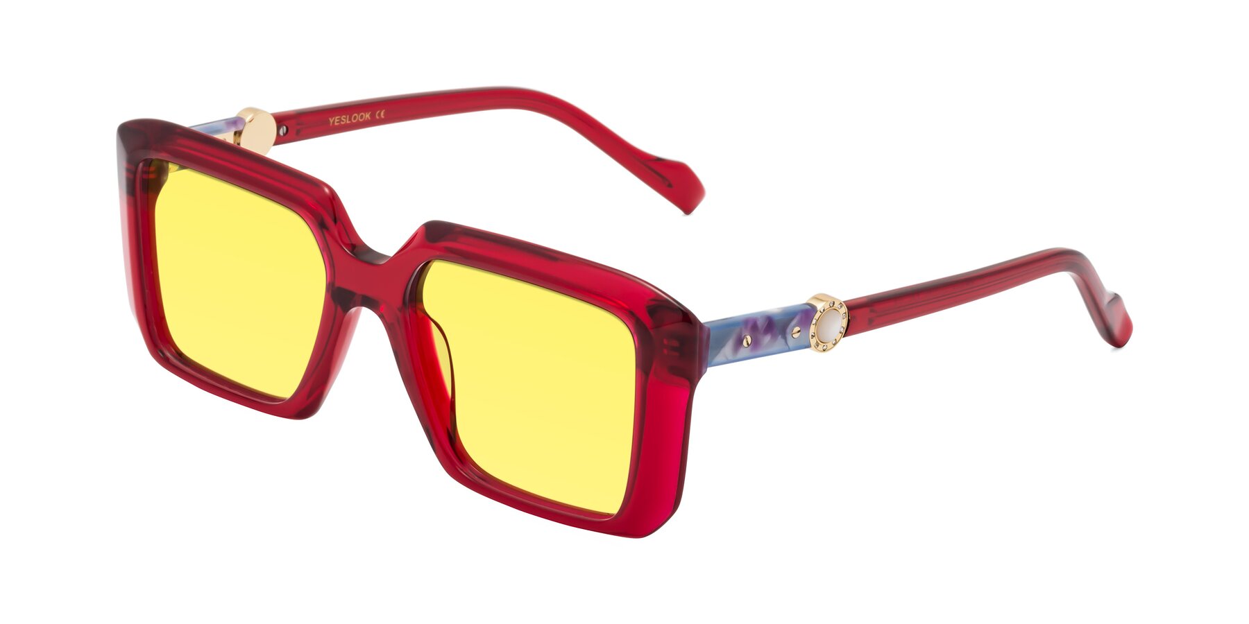 Angle of Redmond in Wine with Medium Yellow Tinted Lenses