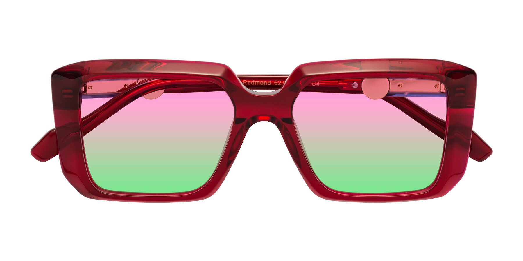 Folded Front of Redmond in Wine with Pink / Green Gradient Lenses
