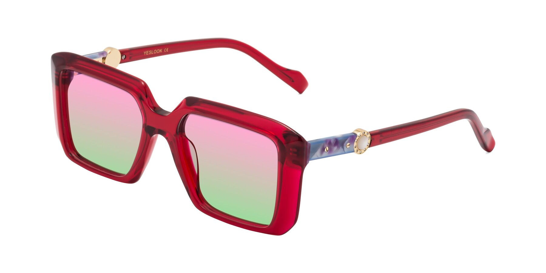 Angle of Redmond in Wine with Pink / Green Gradient Lenses