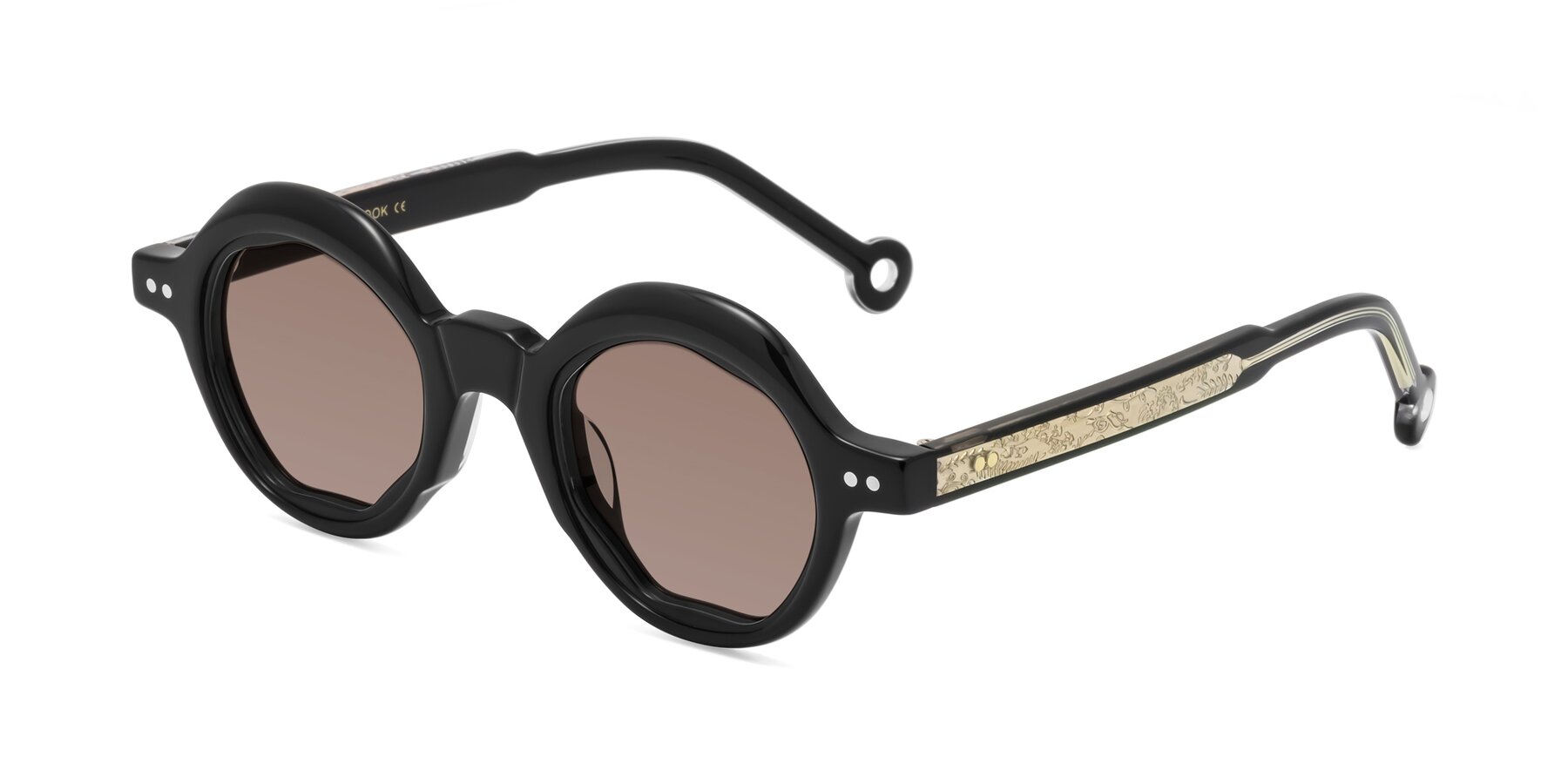 Angle of Skoe in Black with Medium Brown Tinted Lenses