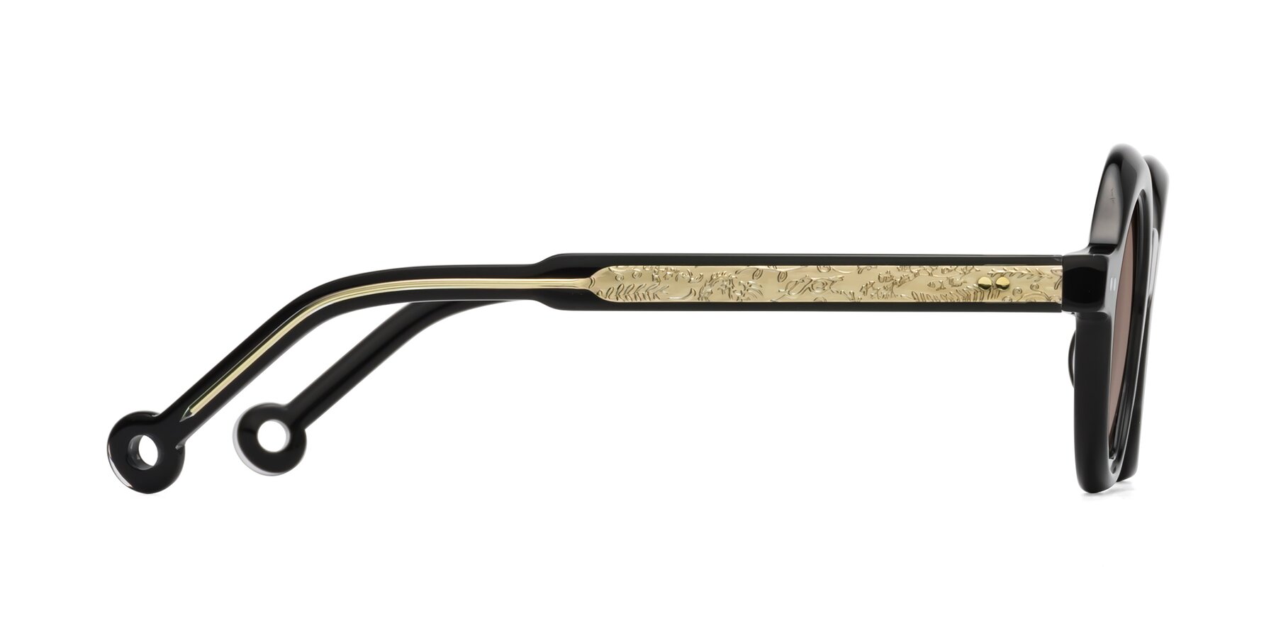 Side of Skoe in Black with Medium Brown Tinted Lenses