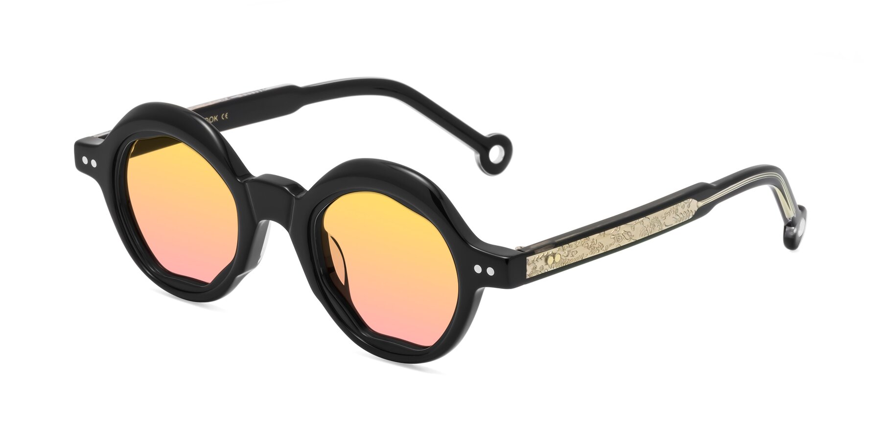 Angle of Skoe in Black with Yellow / Pink Gradient Lenses
