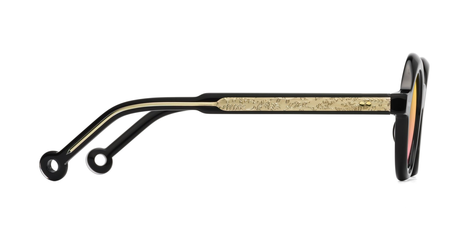Side of Skoe in Black with Yellow / Pink Gradient Lenses