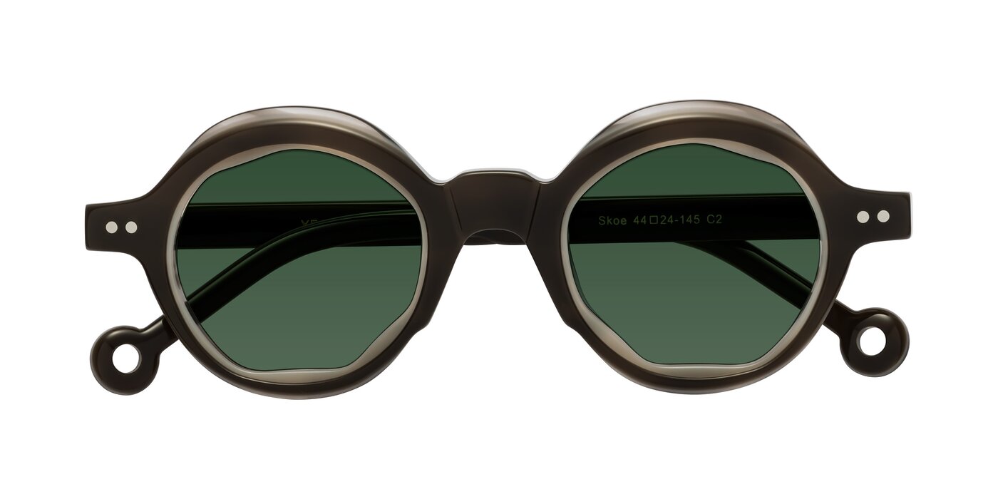Tortoise / Translucent Blue Retro-Vintage Geometric Full-Rim Tinted Sunglasses with Medium Garnet Sunwear Lenses - Fizul