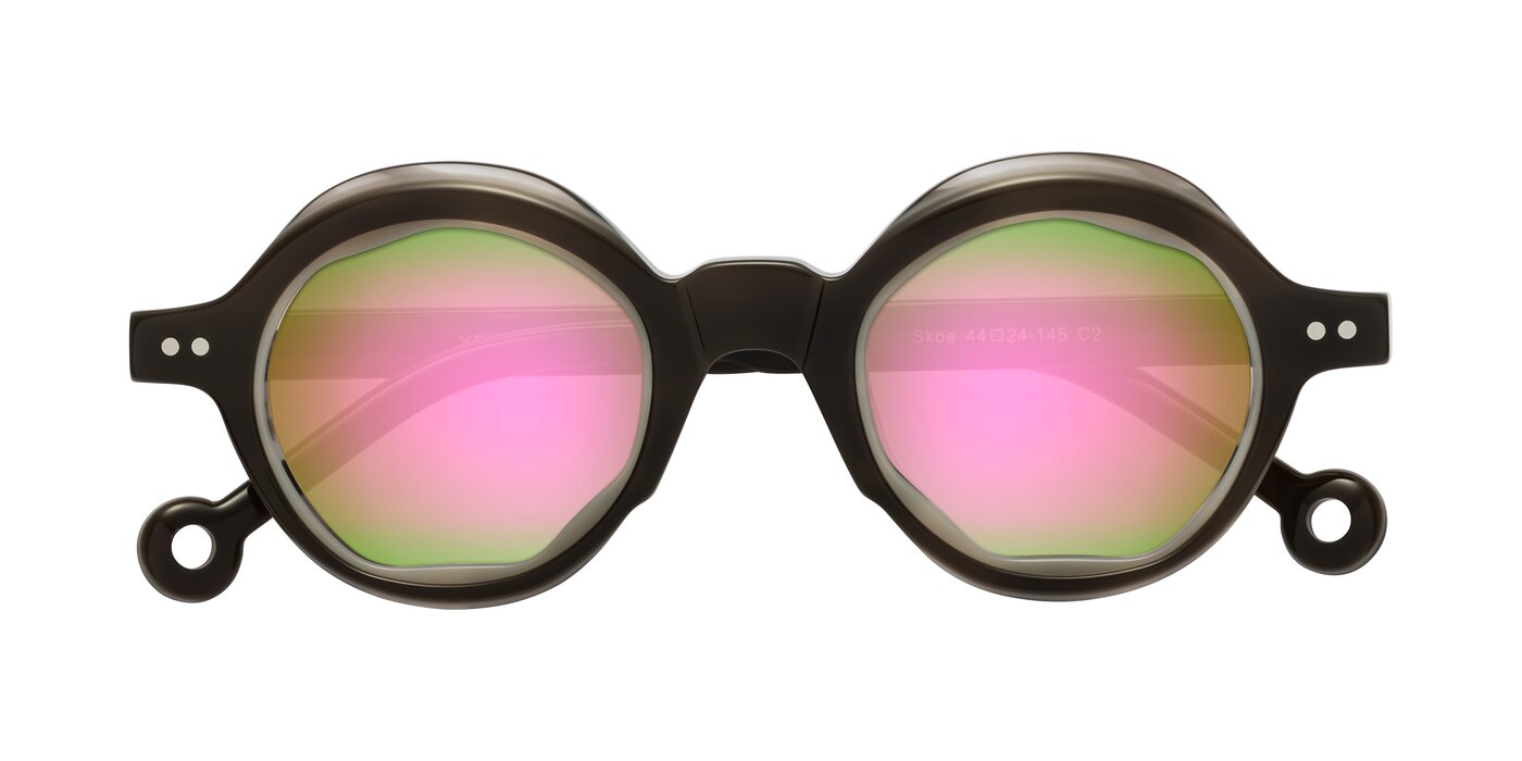 Skoe - Dark Grayish Brown Flash Mirrored Sunglasses