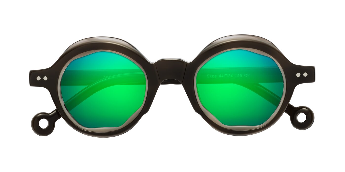 Skoe - Dark Grayish Brown Flash Mirrored Sunglasses