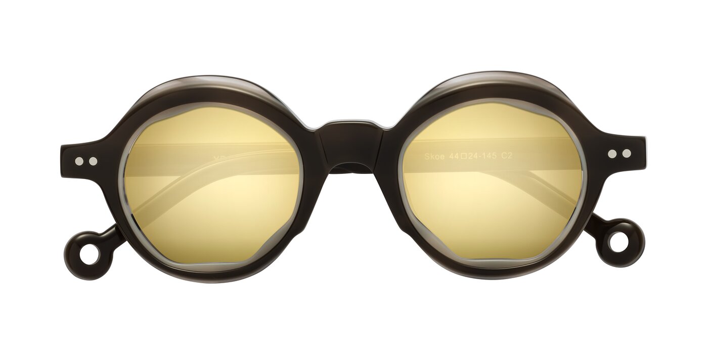 Skoe - Dark Grayish Brown Flash Mirrored Sunglasses