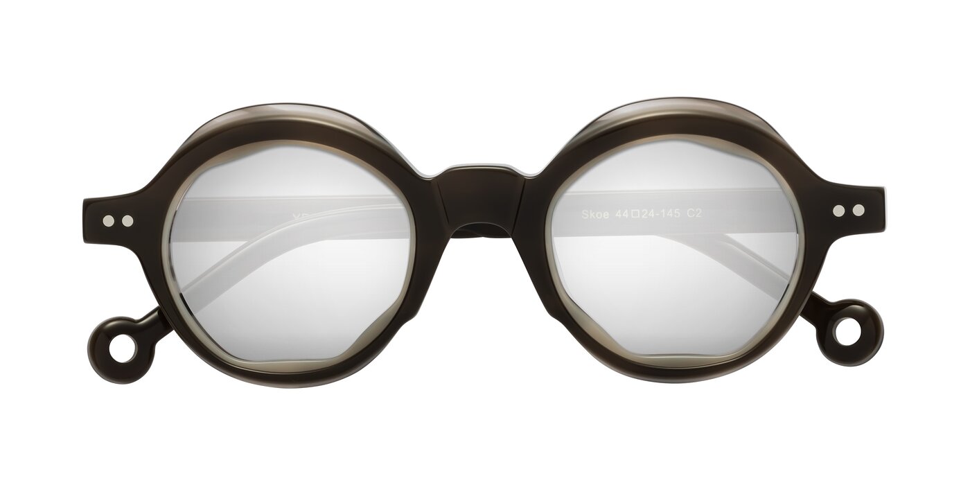 Skoe - Dark Grayish Brown Flash Mirrored Sunglasses