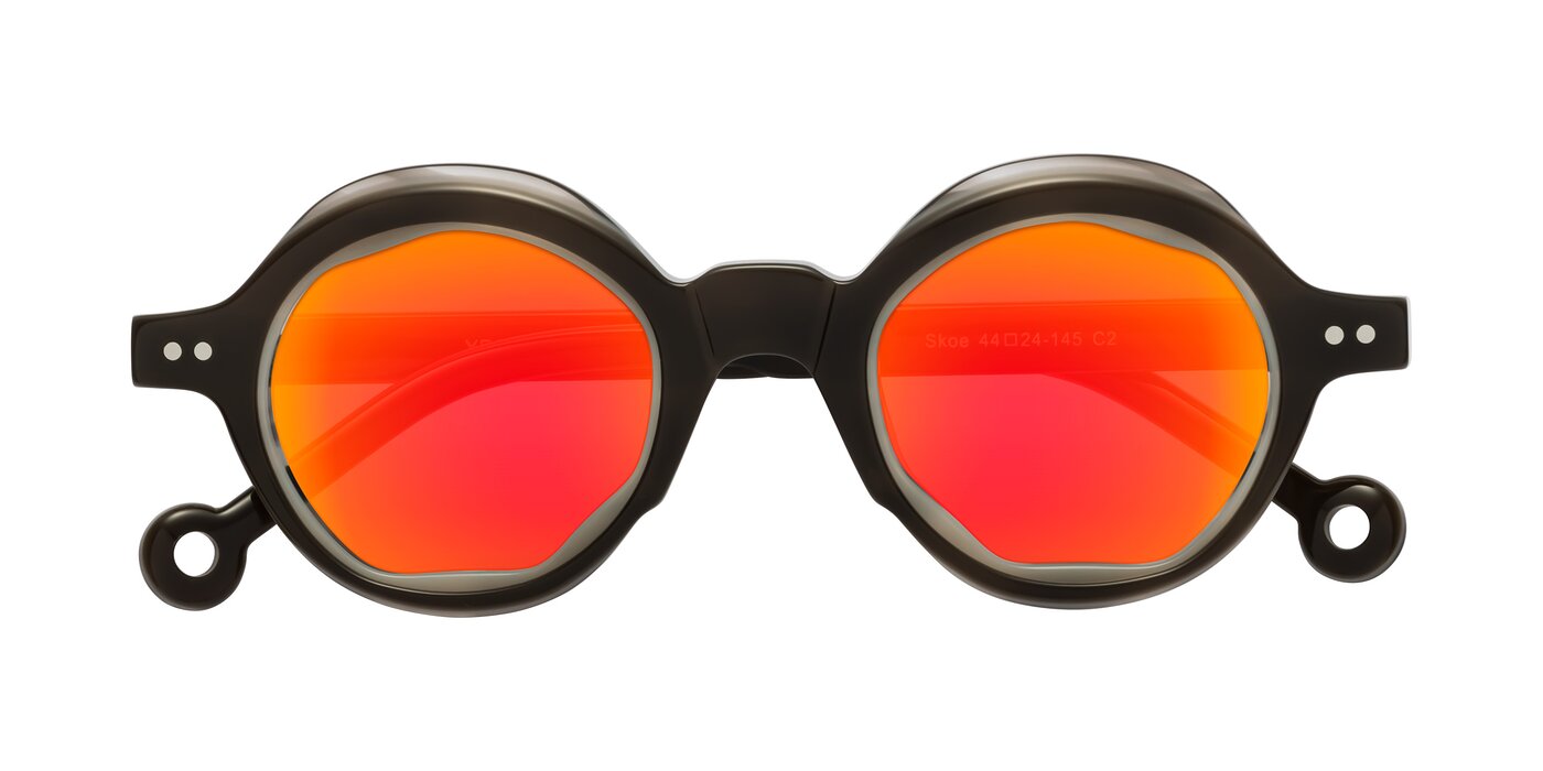 Skoe - Dark Grayish Brown Flash Mirrored Sunglasses