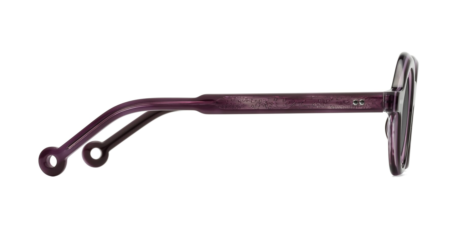 Side of Skoe in Eggplant with Medium Gray Tinted Lenses