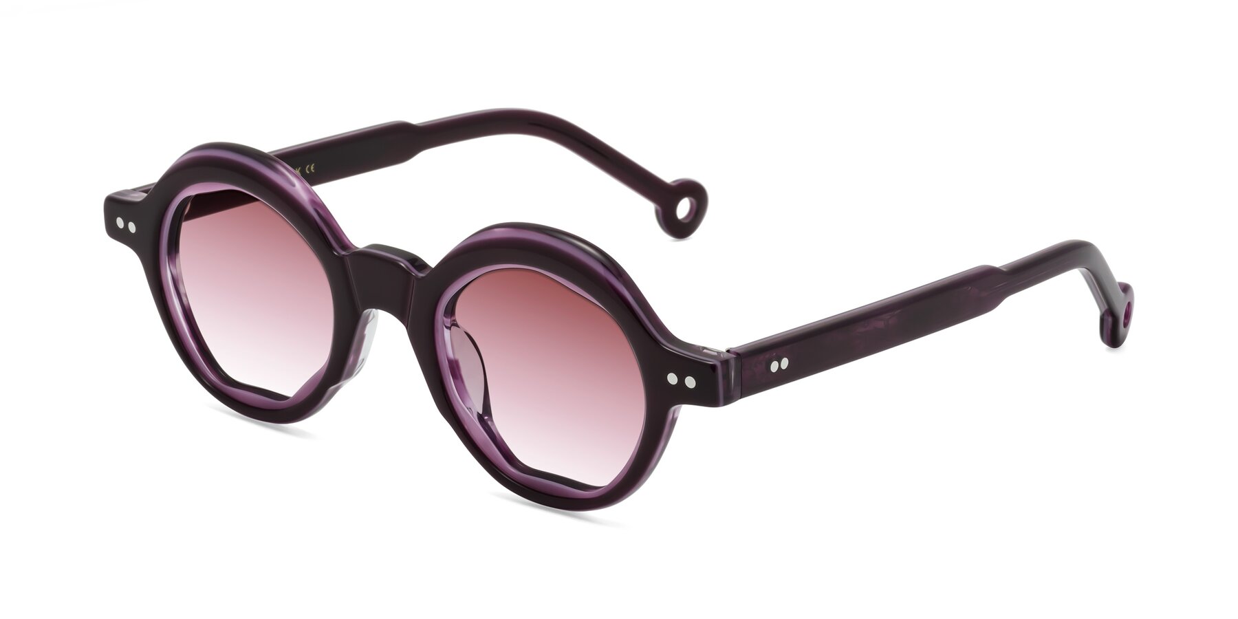 Angle of Skoe in Eggplant with Garnet Gradient Lenses