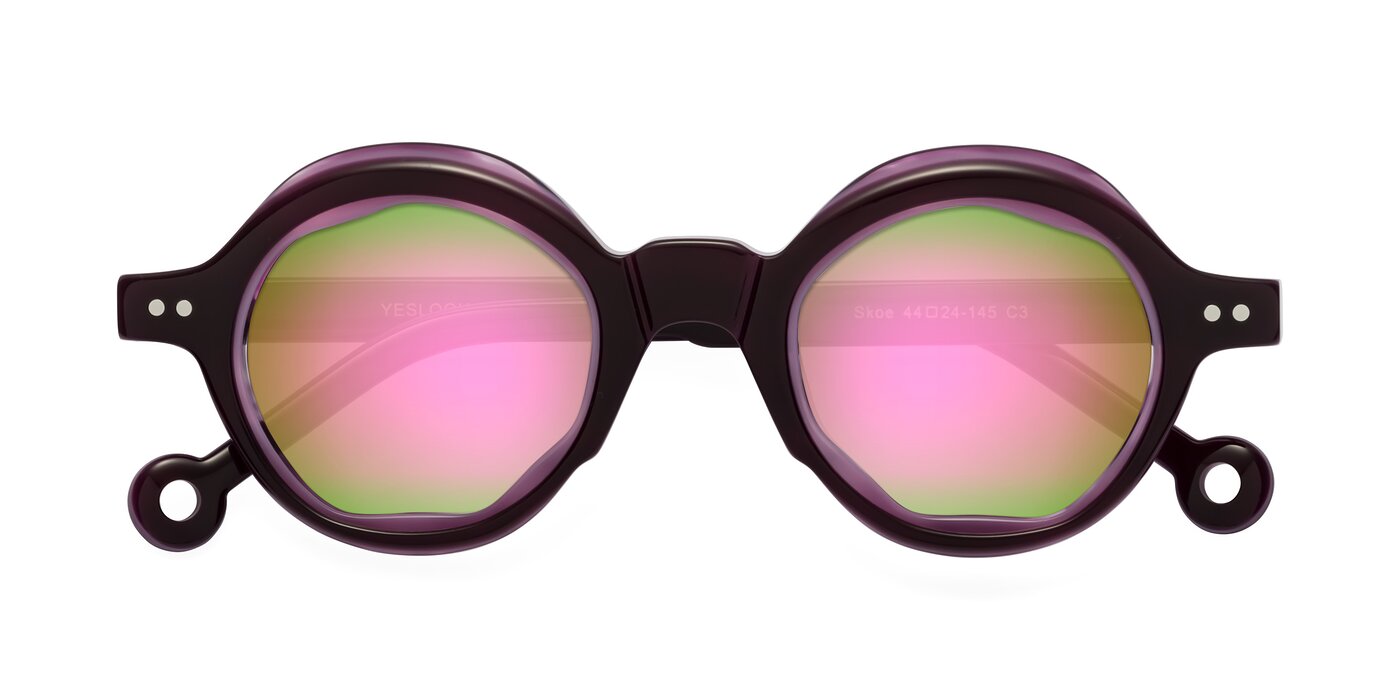 Skoe - Eggplant Flash Mirrored Sunglasses