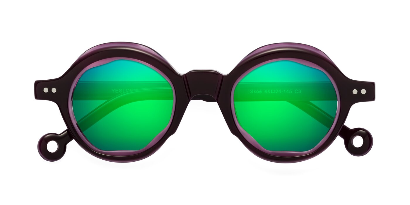 Skoe - Eggplant Flash Mirrored Sunglasses