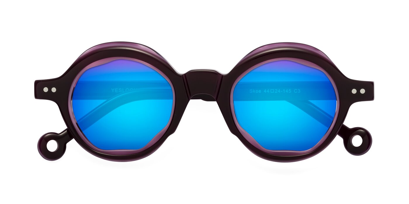 Skoe - Eggplant Flash Mirrored Sunglasses