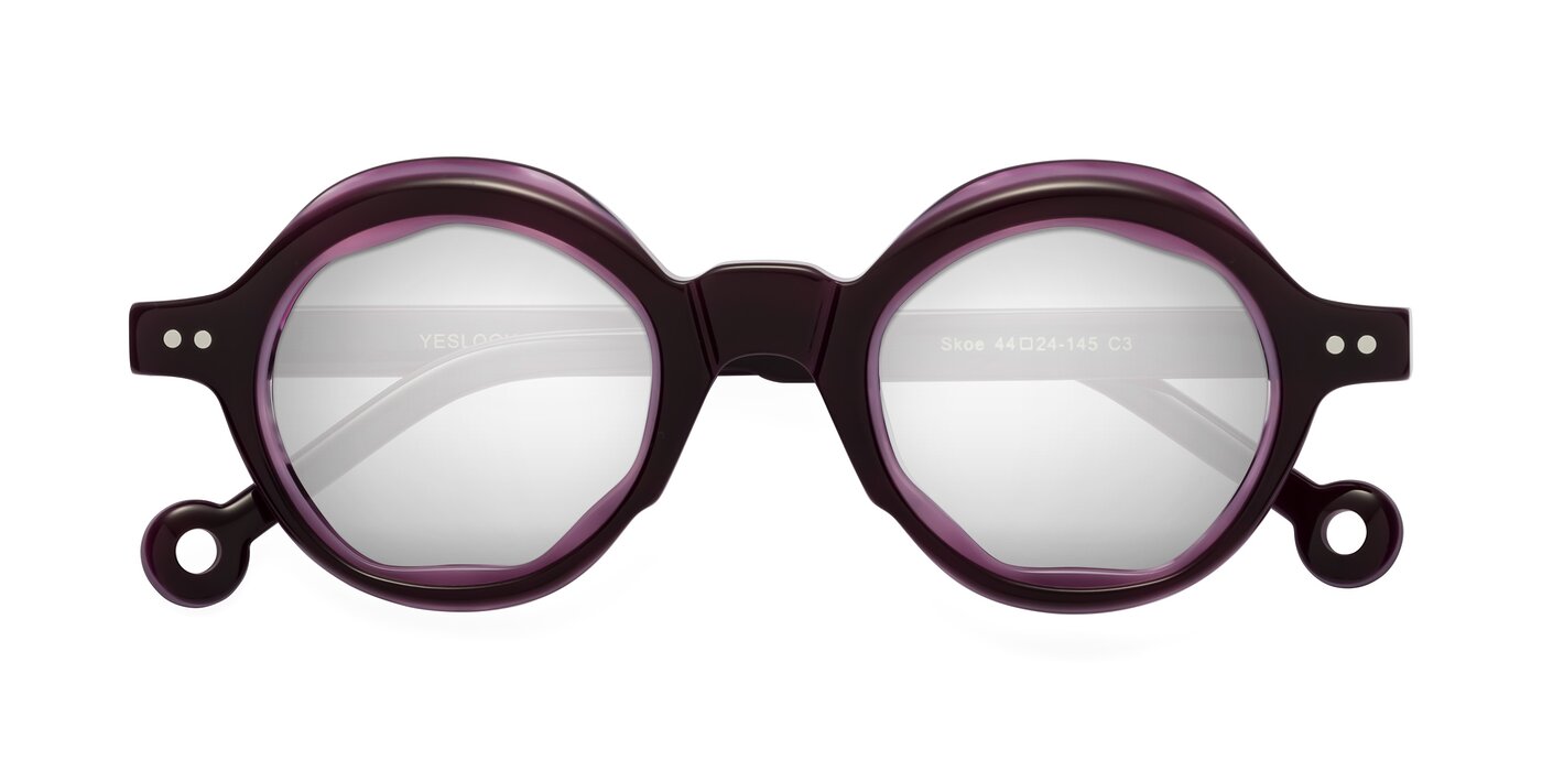 Skoe - Eggplant Flash Mirrored Sunglasses