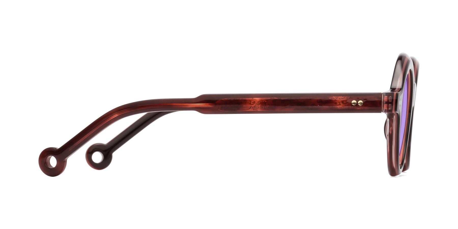 Side of Skoe in Dark Maroon with Medium Purple Tinted Lenses