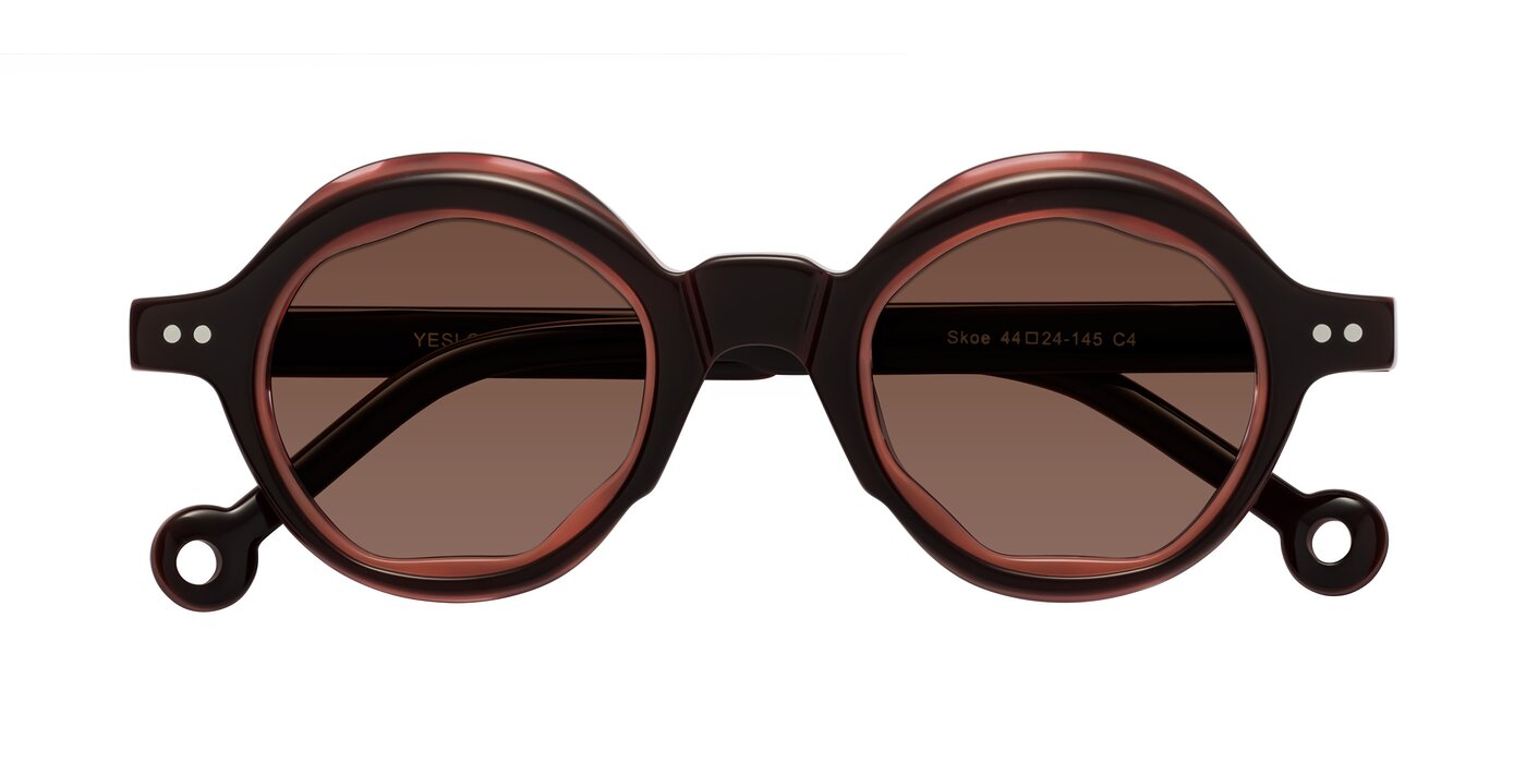 Vintage Round Sunglasses in Dark Brown with Plum Lenses Vintage Round Metal Sunglasses in Gold & Tortoise – Jessica  main image 4