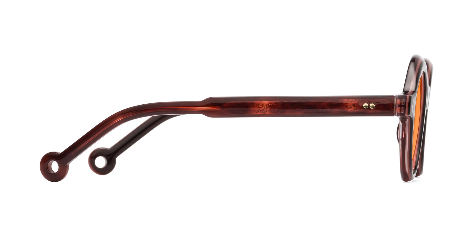 Side of Skoe in Dark Maroon with Orange Tinted Lenses