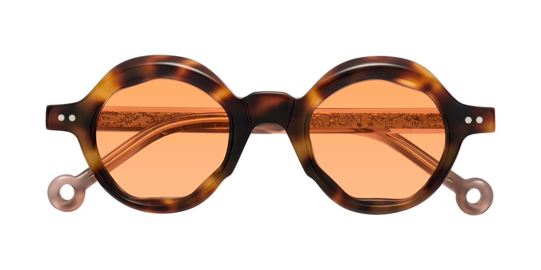 Folded Front of Skoe in Tortoise with Medium Orange Tinted Lenses