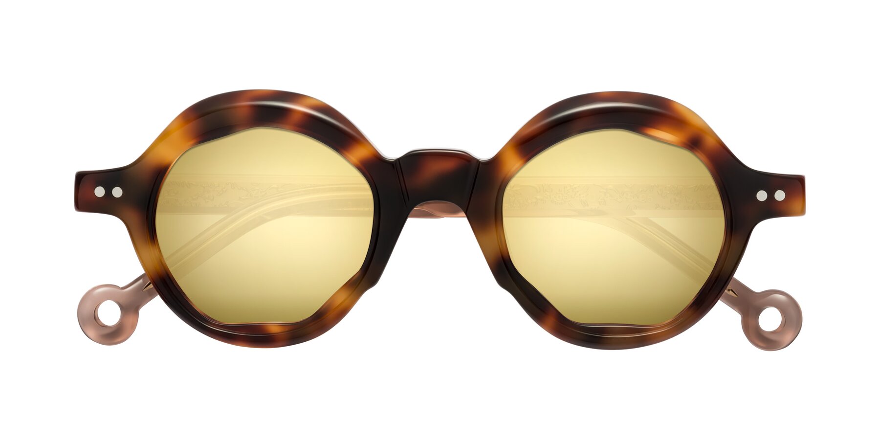 Folded Front of Skoe in Tortoise with Gold Mirrored Lenses