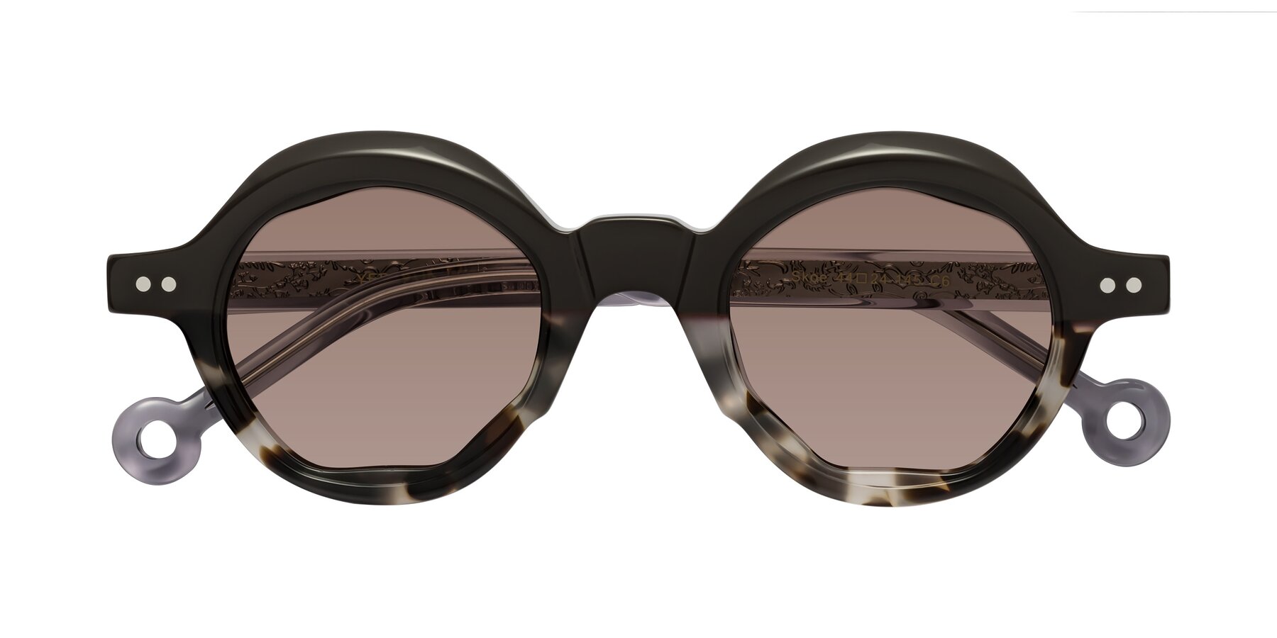 Folded Front of Skoe in Dark Gray-Ivory with Medium Brown Tinted Lenses