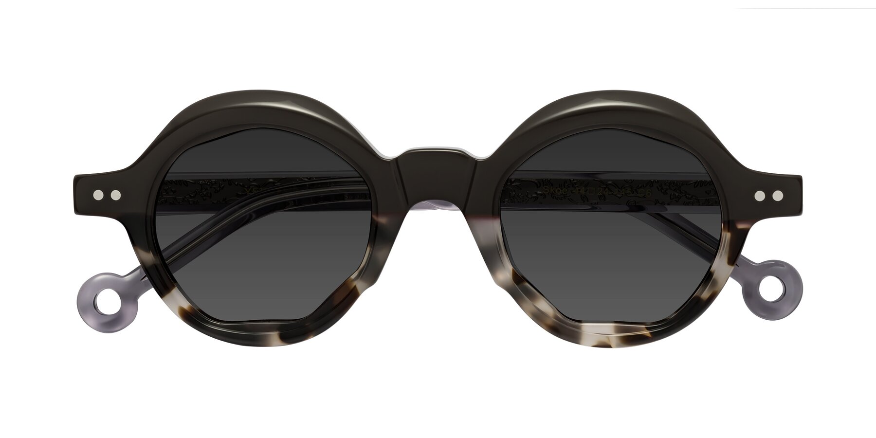 Folded Front of Skoe in Dark Gray-Ivory with Gray Tinted Lenses