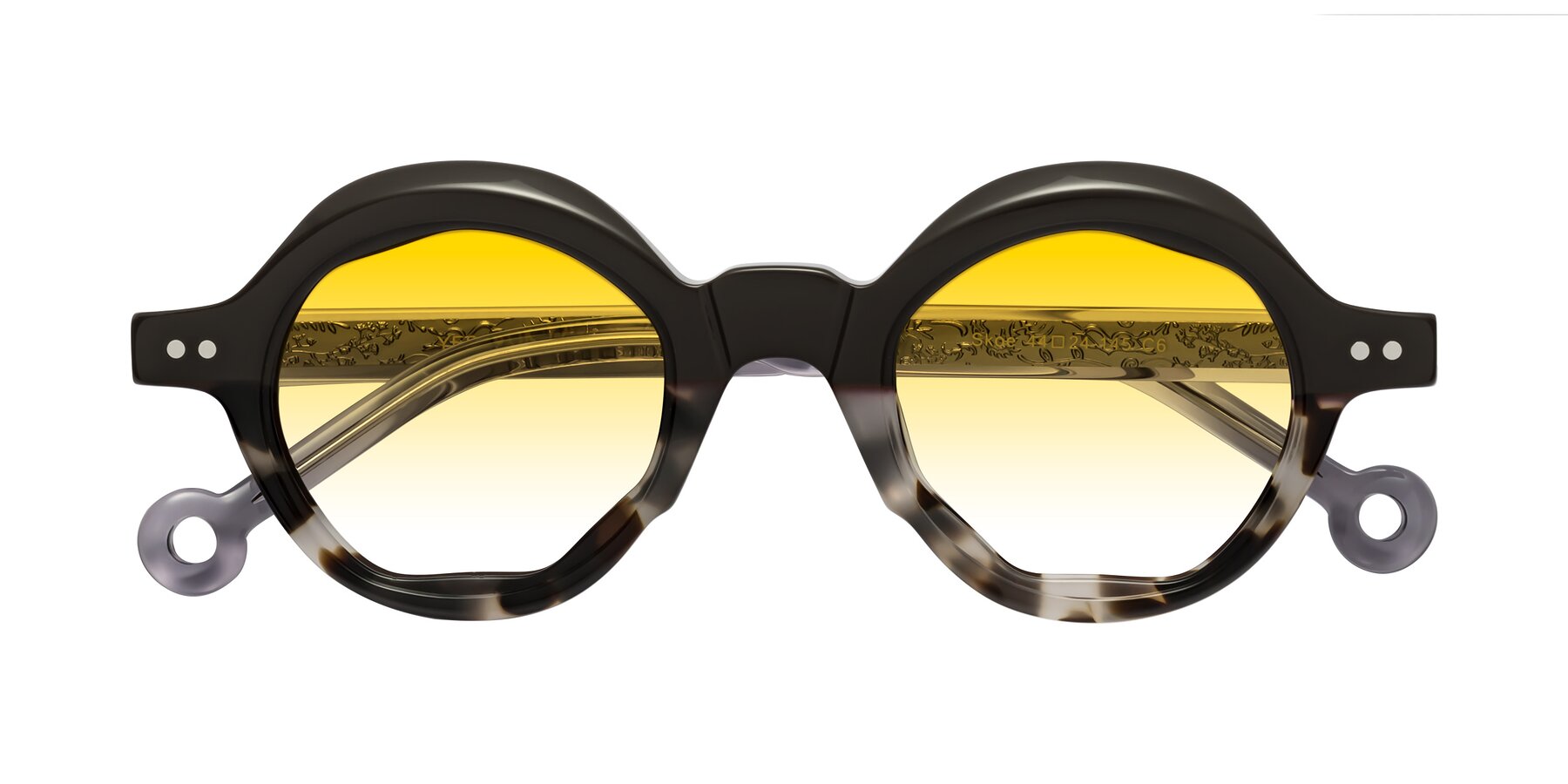 Folded Front of Skoe in Dark Gray-Ivory with Yellow Gradient Lenses