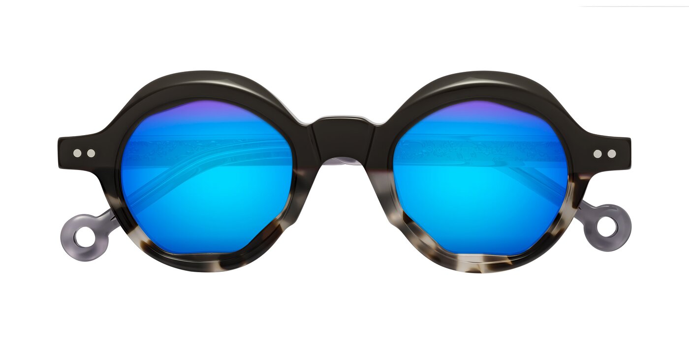 Skoe - Dark Gray/Ivory Flash Mirrored Sunglasses