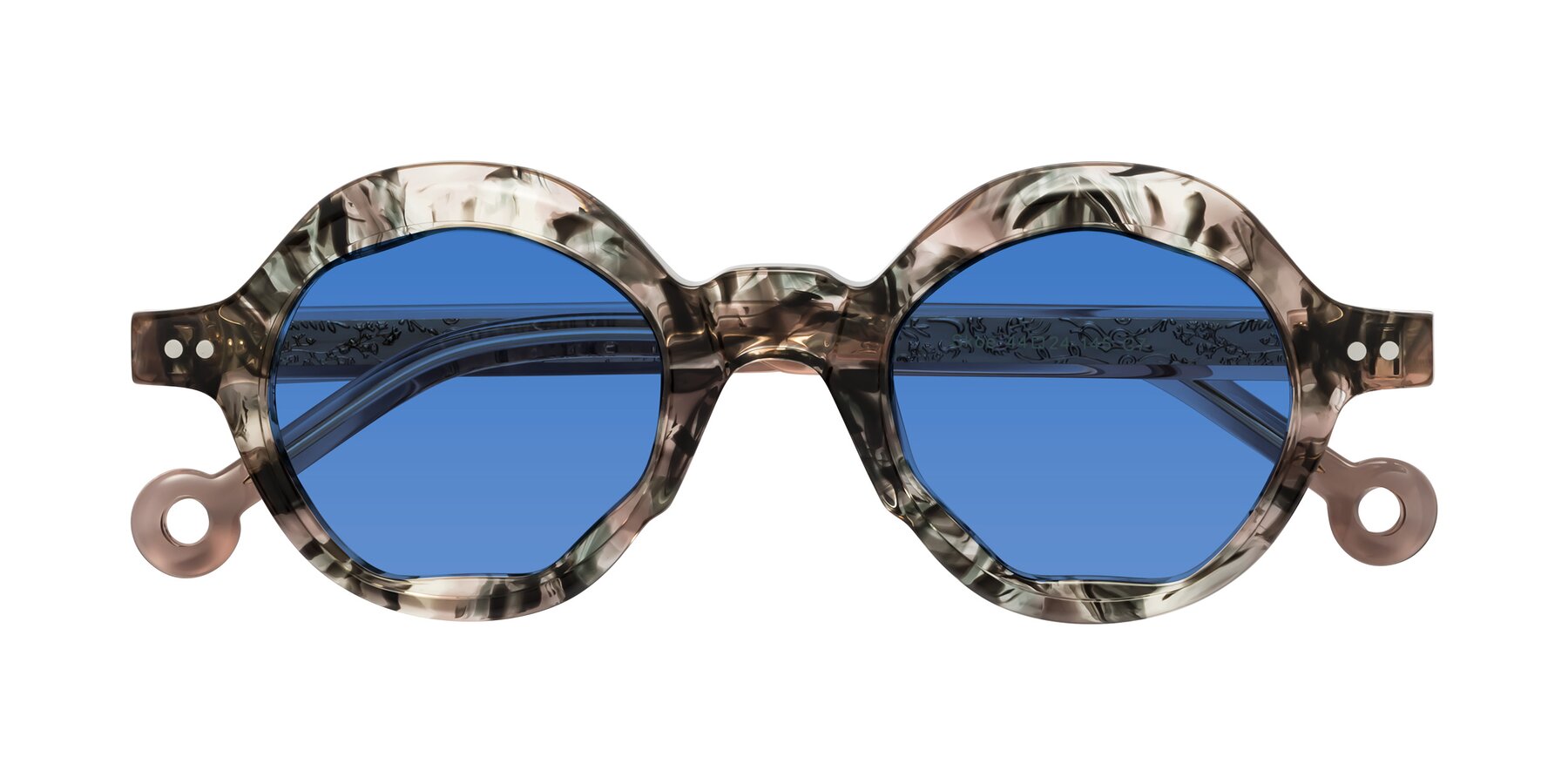 Folded Front of Skoe in Blush Ink Stain with Blue Tinted Lenses