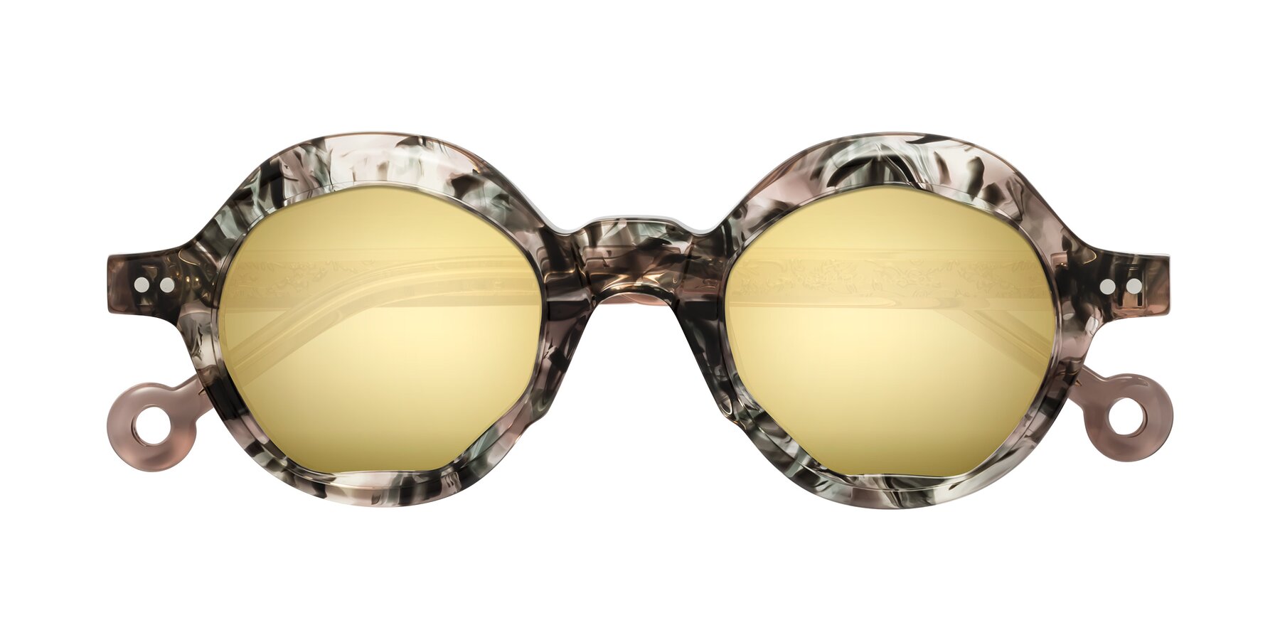 Folded Front of Skoe in Blush Ink Stain with Gold Mirrored Lenses