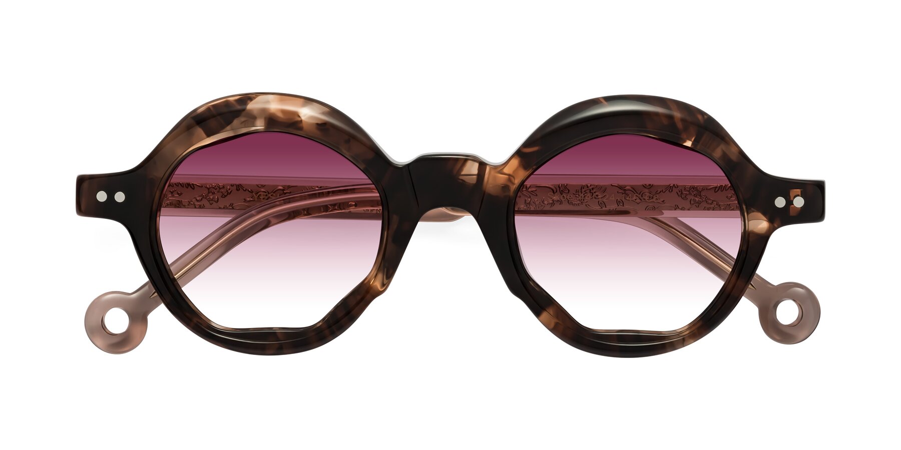 Folded Front of Skoe in Brown Gemstones with Wine Gradient Lenses